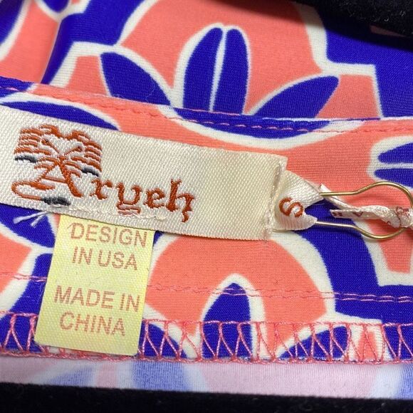 Aryeh Peach & Purple U Beck Long Sleeve Dress Size Small NEW - Picture 5 of 7